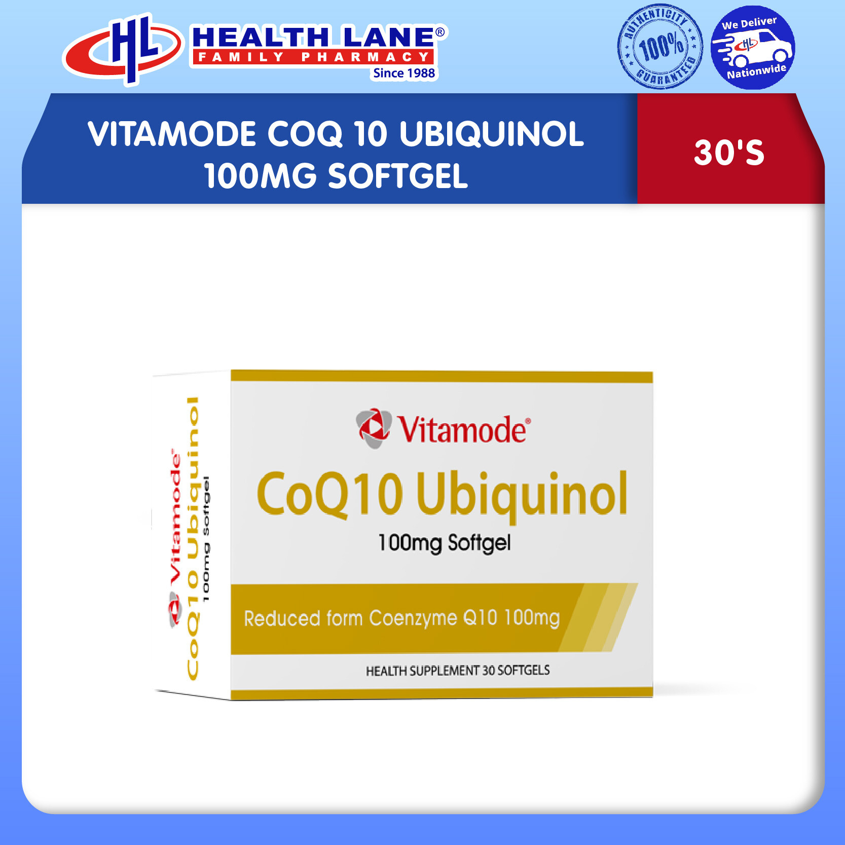 VITAMODE COQ 10 UBIQUINOL 100MG SOFTGEL 30'S